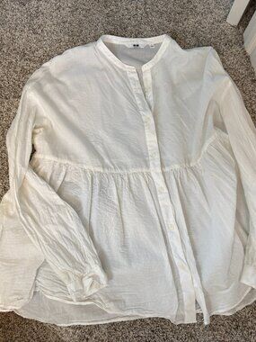 Uniqlo Sheer Button Down Blouse Size L